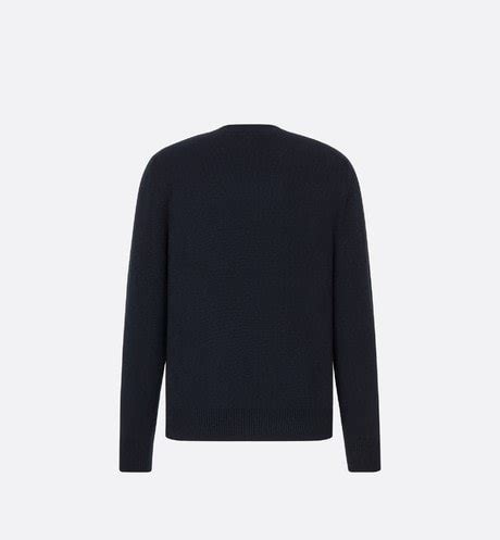 Sweater with 'CD Icon' Signature Navy Blue Cashmere Jersey.